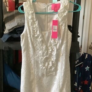 Lilly Pulitzer Kiera shift Floral Lace‎ Dress, resort white, New, Sz 2